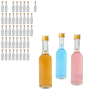Botellas de Licor de Vidrio Mini de 50 ml con Tapa de Rosca, Botellas de Vino Pequeñas de Vidrio Reutilizables, Botella de Vidrio para Beber para Bodas y Fiestas - Product Image 1