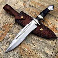 Couteau Bowie à pointe tombante en acier inoxydable, manche en bois, lame de chasse de qualité industrielle, à une seule tranchanture, personnalisable OEM