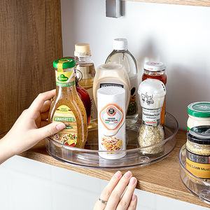 Clear Plastic Rotating Lazy Susan Kitchen Turntable Spice Organizer Rack Cabinet Storage Organizer For Spice