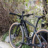 Vélo de gravier électrique en fibre de carbone, moteur central Bafang M820 250W, batterie 15Ah, frein à disque hydraulique 12 vitesses, 700C *45C
