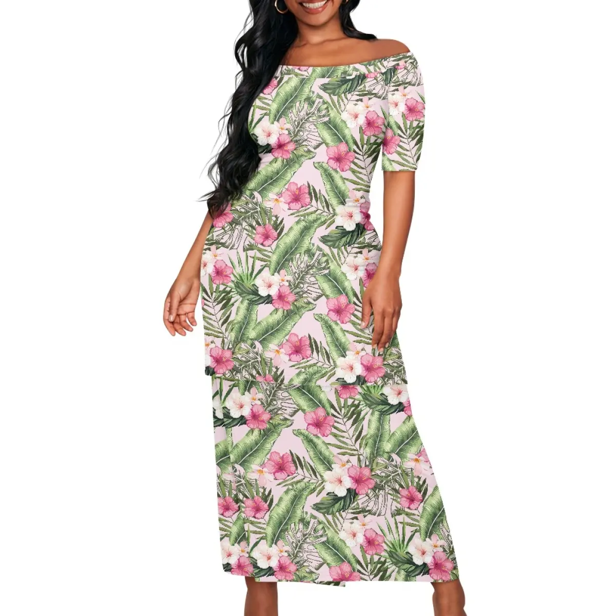 Günstige Großhandel Polynesian Kleid Hawaii Tropical Botanical Flower Designer Elegante Kleid Print On Demand Frauen Kleidung Puletasi