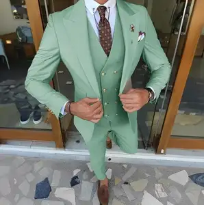 Tailor Made Suit for Mens Wedding Groom Tuxedo Jacket Pants Vest 3-piece Set Formal Peaked Collar Custom Suit Elegant Men