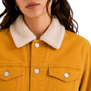 Chaqueta <span class=keywords><strong>de</strong></span> pana para mujer con forro polar sherpa, abotonada, estilo casual, tipo camionero, abrigo <span class=keywords><strong>de</strong></span> <span class=keywords><strong>invierno</strong></span> cálido con cuello <span class=keywords><strong>de</strong></span> piel sintética, chaqueta vaquera. - Product Image 5