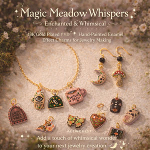 Souffles de la Prairie Magique |   Breloques plaquées or 18 carats PVD avec effet émail peint à la main pour la fabrication de bijoux |   Pendentif Céleste Fantaisiste - Product Image 6