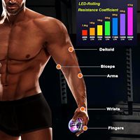 Ejercitador de Mano con Bola de Torque, Entrenador de Fuerza de Agarre, Bola Giratoria de Arranque Automático para Fortalecer la Muñeca, Luces LED, Pantalla Digital, Plástico
