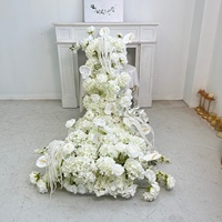 Witte Cascade Kunstbloemenarrangement Bruiloft Achtergrond Zijden Rozen Orchideeën Bloemrij voor Bruiloft Haarddecoratie