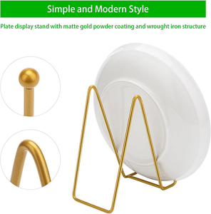 4 pièces Supports de présentation dorés de 6 pouces, chevalets à cadre métallique pour photos, œuvres d'art, assiettes décoratives, supports de rangement de table - Product Image 3