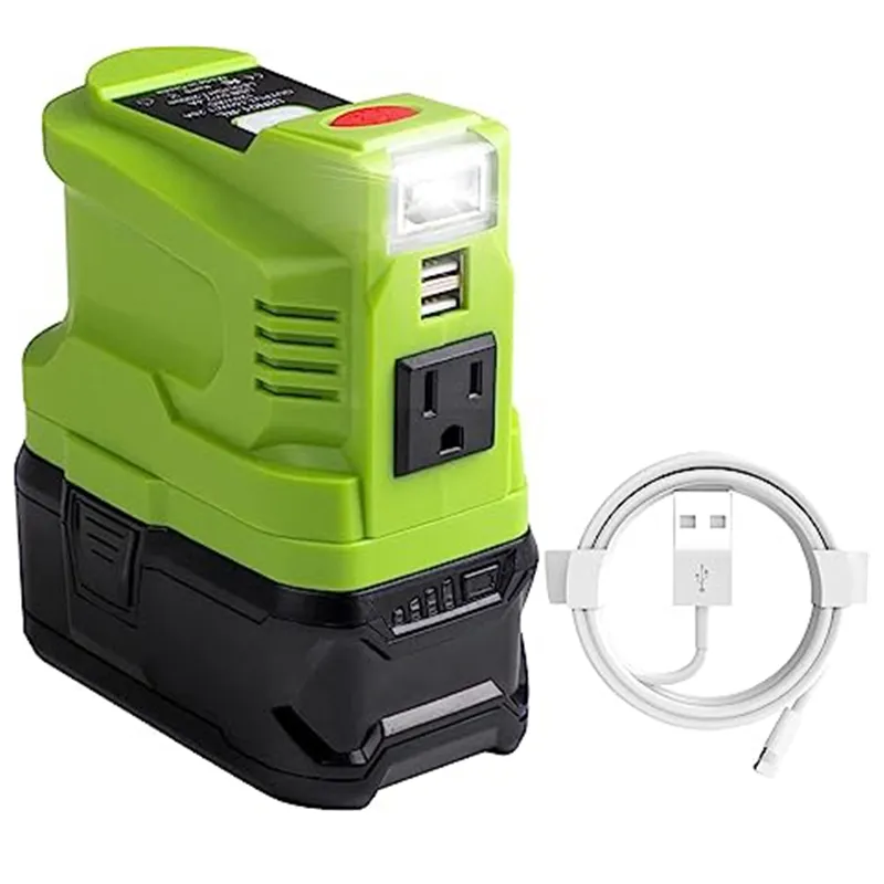 Adaptateur de chargeur 18 v onduleur de puissance Portable à onde sinusoïdale modifiée 150w pour batterie au Lithium RYOBI 18 volts avec double sortie ca USB