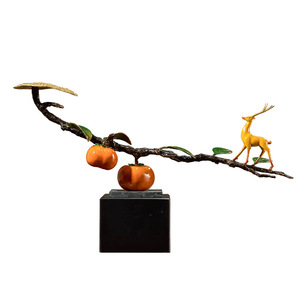 <b>Copper</b> And Gold Years Simulated Persimmon Tree Brass Ornament Irregular Shape Home Decoration <b>Table</b> Decor Chinese New Year Gift - Product Image 1