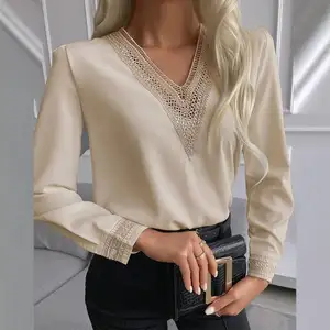 新しいスタイルVネックトップコットンホワイトイレギュラーブラウスシャツblusas elegantes de mujer Woman Blouses