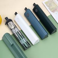 Vaisselle Portable en Acier Inoxydable Fourchette Cuillère Baguettes Ensembles Coréen 3pcs Ensemble Voyage Mobile Téléphone Support Couverts