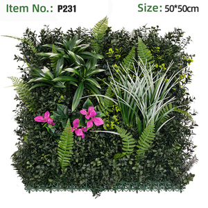 Panneaux de haie murale en herbe artificielle verte 50x50cm, vente en gros d'usine, pour aménagement paysager et terrasses, projets commerciaux sur mesure - Product Image 4