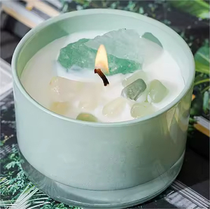Handmade Dry Flower Crystal Stone Aromatherapy Soybean Wax <b>Candle</b> Indirect Lighting Indoor Scented Pillar Birthday <b>Bulk</b> Sample - Product Image 3