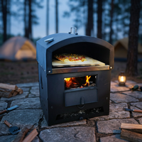 Four à pizza portable 2026 en promotion avec thermomètre, foyer extérieur en métal à bois
