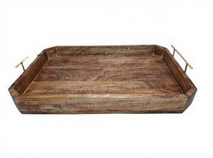 Best Selling Mango <b>Wood</b> Serving <b>Tray</b> Metal Handle Natural Finish 45x30x5cm-Quality Handicrafts Kitchenware Coffee <b>Table</b> <b>Tray</b> for - Product Image 3