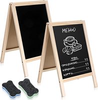 2 petits chevalets à tableau noir, 15,7 x 9,8 pouces, panneaux à tableau noir double face, menu de table