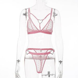 Lencería Sexy de Dos Piezas con Encaje Rosa Intenso y Corazón, Lencería Erótica Muy Sexy para Mujer 2026 - Product Image 4