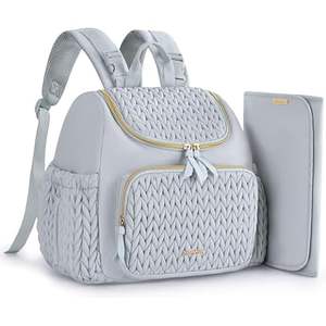 Free Sample Classic Mommy <b>Bag</b> <b>Multi</b> <b>Compartments</b> PU Leather Nappy Diaper <b>Bag</b> Backpack with Changing Pad with Insulated Pockets - Product Image 5