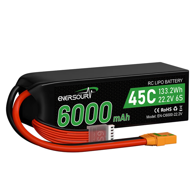 Enersource High Performance 6S 14.8V/22.2V Lithium Ion Battery Pack 6000mAh for FPV UAV Drone RC 45C Performance