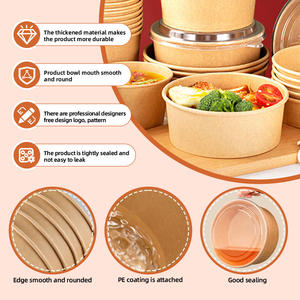 Bols Jetables avec Couvercle Fournis par l'Usine Contenant en Papier Bols à Salade 8oz~68oz Bol Rond en Papier Kraft pour Emballage Alimentaire - Product Image 3