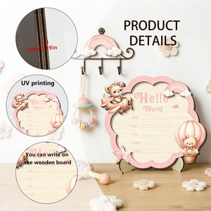 Placa de madera lisa para marcar hitos del bebé, con diseño de Hello World, para niño o niña, con combinación de colores, para registro de nacimiento, accesorio para fotos de mesa, regalo para baby shower - Product Image 5