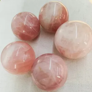 Bán buôn tinh thể tự nhiên chữa bệnh đá bóng đánh bóng Rose Quartz Sphere cho trang trí