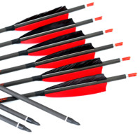 ID 6.2mm pas cher prix pur carbone flèche arbres tir à l'arc arc et flèche extérieur 33 "carbone avec pointe de flèche rouge plume de dinde