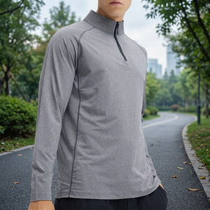 Camiseta Deportiva de Secado Rápido para Hombre, Personalizada, Transpirable, Sin Costuras, con Media Cremallera, de Spandex/Nylon, para Gimnasio, Entrenamiento y Running - Product Image 3