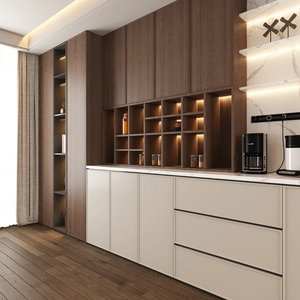 Meuble de <span class=keywords><strong>cuisine</strong></span> modulaire en bois massif brun, base d'évier, design ouvert personnalisé, armoire latérale pour salle à manger, design de <span class=keywords><strong>cuisine</strong></span> moderne - Product Image 3