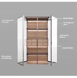 Italian Walnut Fighter Modern Home Furniture Wine Rack Model 9988 Luxury Explosion-proof Glass <b>Cabinet</b> 9988 Luxury Wine <b>Cabinet</b> - Product Image 6