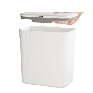 Cubo de basura verde oliva de 9L para montar en la pared con tapa para almacenamiento en gabinetes de cocina - Product Image 4