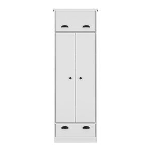 Armario Blanco Dumas con 2 Cajones y Puertas Abatibles, Mueble de Almacenamiento Minimalista para Dormitorio - Product Image 1