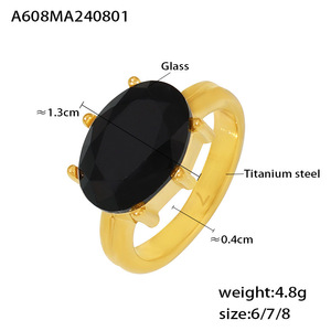 <strong>Summer</strong> Fashion Jewelry 316L Stainless Steel 18K Gold Plated <strong>Solitaire</strong> Oval Shape Cubic Zircon Diamond Wedding Rings for Women - Product Image 5
