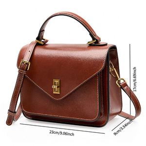 Sac à bandoulière vintage en cuir véritable pour <span class=keywords><strong>femme</strong></span> Asuwish avec deux sangles imperméables - Product Image 6