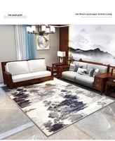 Tapis en nylon abstrait moderne simple nordique tissé de luxe léger chinois pour salon, bureau, table basse, chambre à coucher, chevet