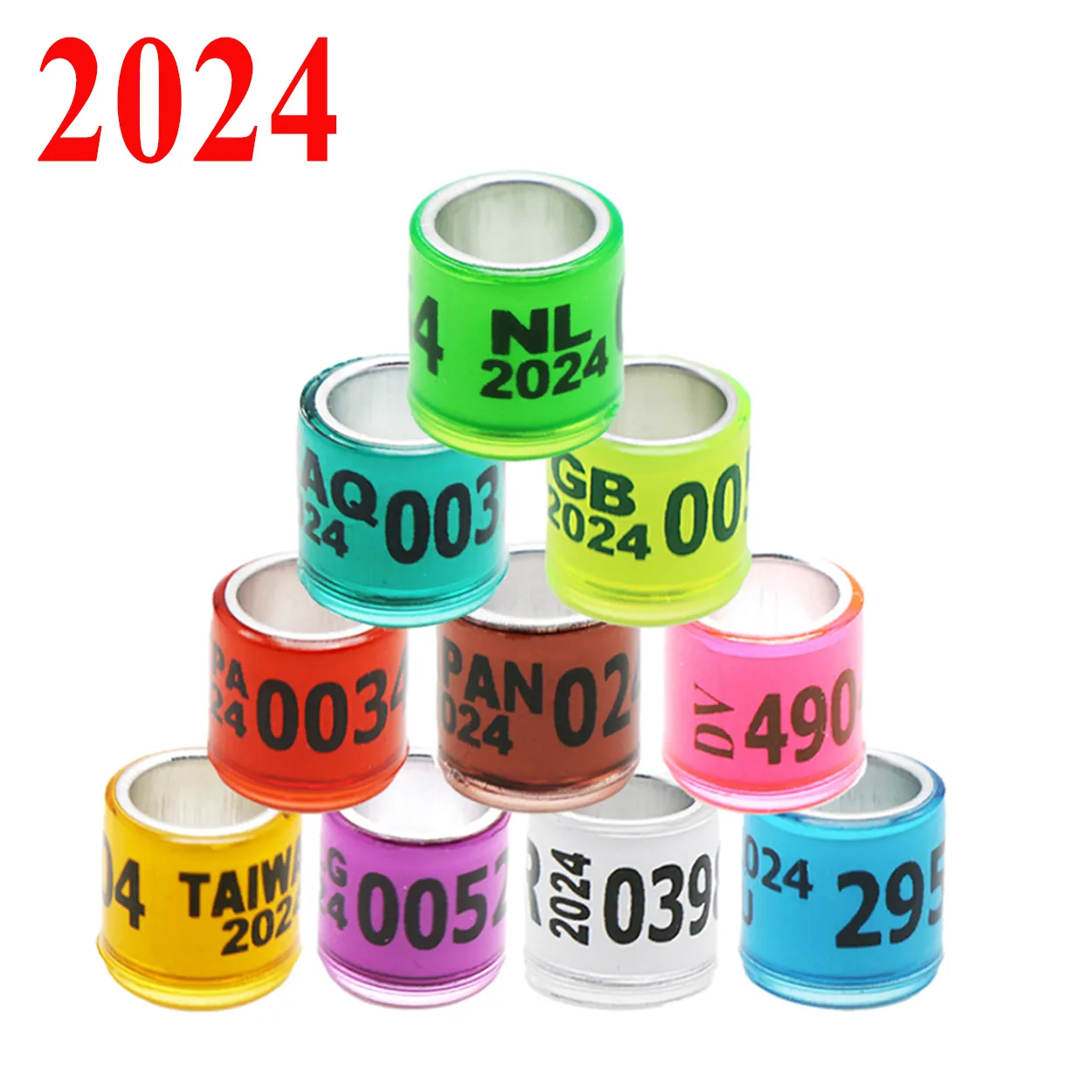 2024 8mm Aluminium Kunststoff Mehrfarben-Vogel ring für kanarische Beinbänder Bird Pigeon Digital Fuß ringe