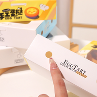 Boîte à tartelettes en papier kraft blanc biodégradable personnalisée avec fenêtre en PVC, type dossier gaufré, emballage alimentaire jetable pour boulangerie, laminé