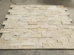 SHIHUI High Quality Natural Travertine Culture Stone Wall Veneer Mixed Color Outdoor Cladding Split Surface Exterior Stone