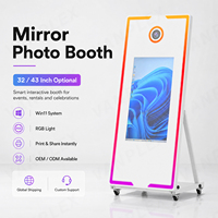 Photomaton portable avec miroir magique de 60 pouces, écran tactile LCD de 32/43 pouces, machine à selfie pour événements photographiques, livraison rapide