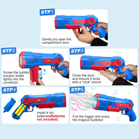 Pistolet à bulles automatique avec 10 000+ bulles par minute, lumières LED et conception anti-fuite, jouet d'été pour enfants, machine à bulles pour l'extérieur