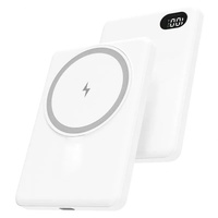Chargeur sans fil ultra-plat en alliage d'aluminium Li-Polymère PD 20W, mini batterie externe portable 2-en-1 avec support magnétique 5000mAh LED Type-C