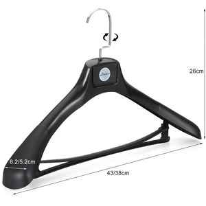 Cintres à costumes en plastique noir anti-choc à épaules larges avec barre porte-<span class=keywords><strong>pantalon</strong></span> amovible, cintres antidérapants pour costumes, vestes, pantalons - Product Image 6