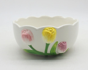 <span class=keywords><strong>Vase</strong></span> à fleurs en céramique blanche avec des tulipes jaunes et roses en 3D et des tiges vertes, décoration d'intérieur - Product Image 4