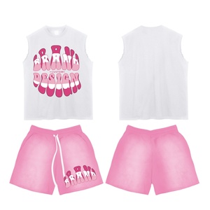 Conjuntos de Hombre con Logotipo Personalizado Resistentes al Estrés, Shorts y Camisetas sin Mangas con Lavado Ácido, Conjuntos Casuales de Dos Piezas con Efecto Desgastado por el Sol para Hombre - Product Image 4