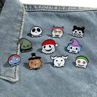 Broche en alliage plaqué, style dessin animé, créative et personnalisée, Halloween, Nightmare Christmas, Sally, avec badge recouvert de tissu
