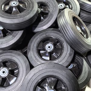 Solid Rubber Wheels 9 Inch Black Durable <b>For</b> Handcarts <b>Tool</b> <b>Carts</b> Industrial Use - Product Image 2