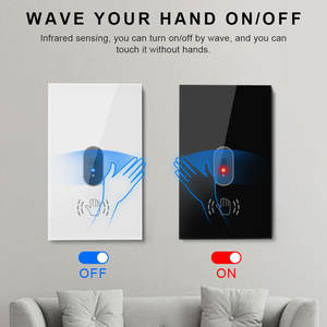 Venta al por mayor de interruptores de luz de pared de panel táctil de panel de vidrio templado estándar de EE. UU. Y AU con sensor infrarrojo de onda manual - Product Image 2