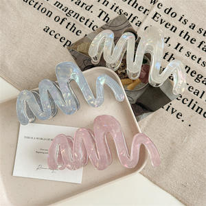 エレガントな女性用13 cm大型アクリルサメ髪爪波クリップM型アクリルカラフルヘアアクセサリーパーティーヘアデコレーション - Product Image 4