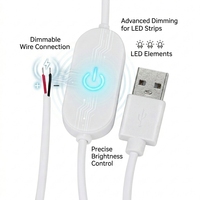 Câble variateur de luminosité USB 5V à interrupteur tactile continu avec conducteur en cuivre pur et gaine en PVC pour bandes LED et lampes