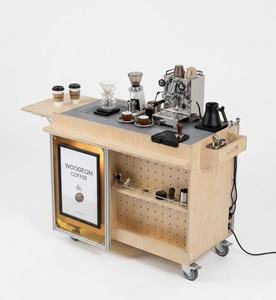 Carrito de Comida Portátil de Madera con 4 Ruedas, Carrito de Café, Barra Móvil con Ruedas, Carrito de Bebidas y Dulces para Eventos y Festivales al Aire Libre - Product Image 1